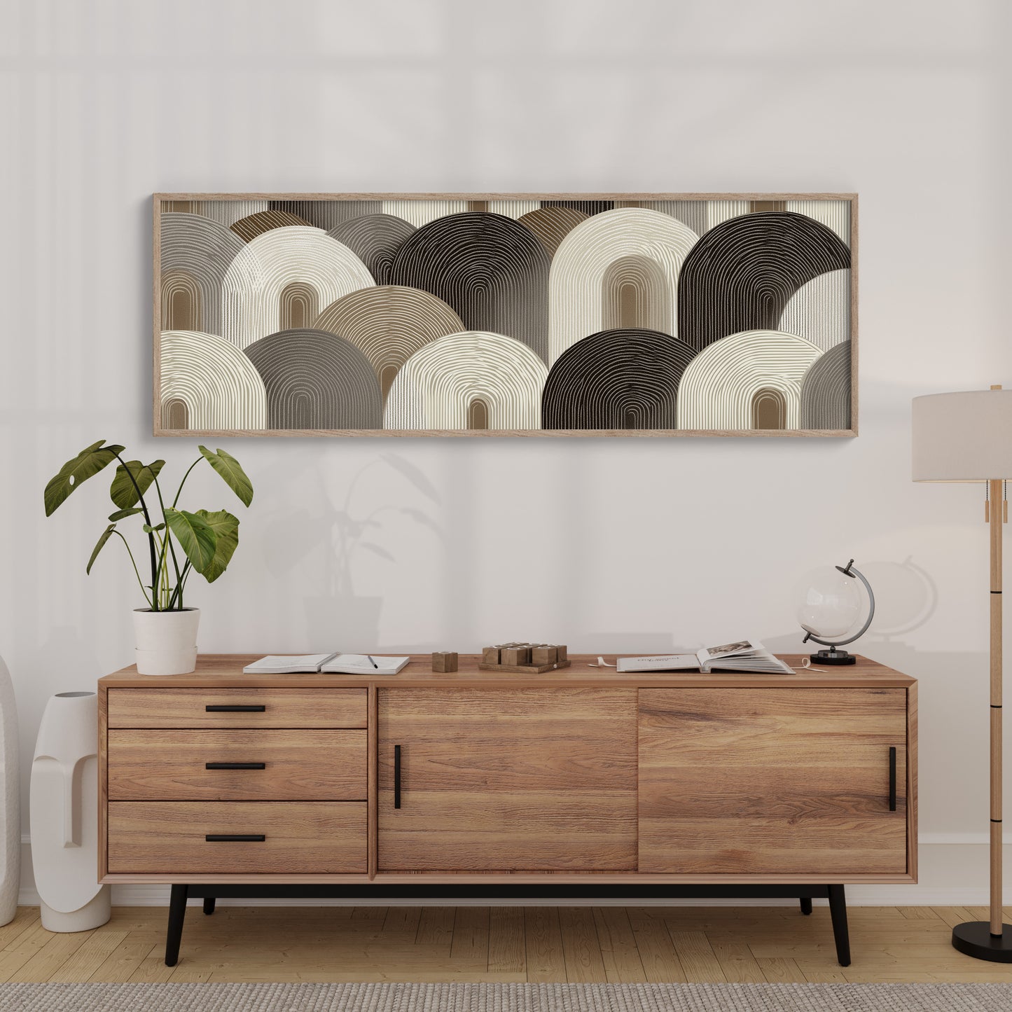 Neutral Geometric Arch Pattern Art