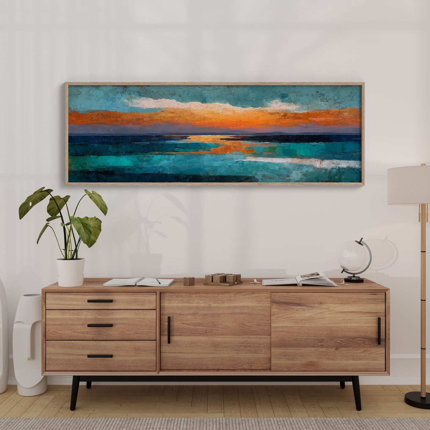 Abstract Ocean Sunset Horizon