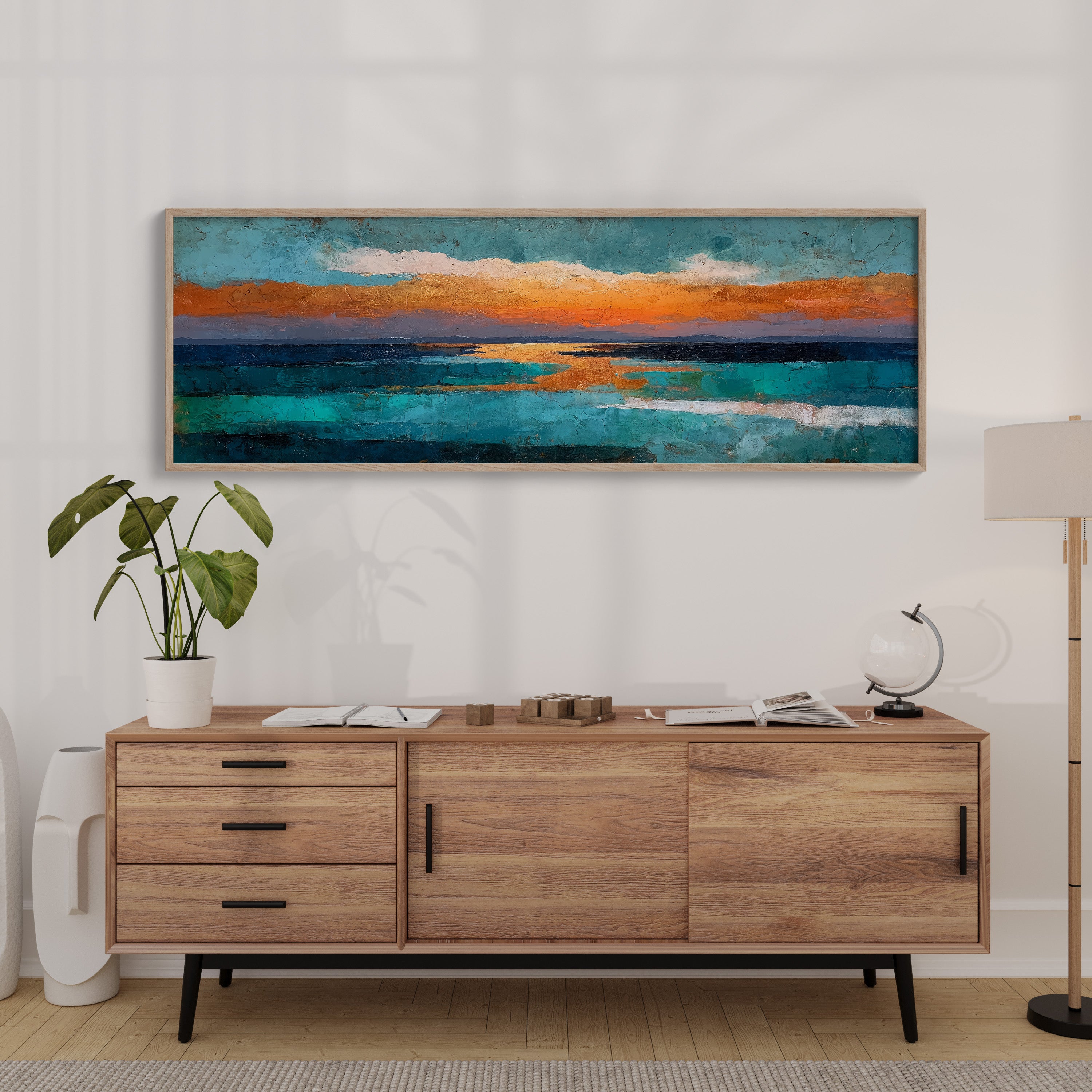 Abstract Ocean Sunset Horizon