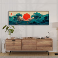 Crimson Sun Rising Over Ocean Waves