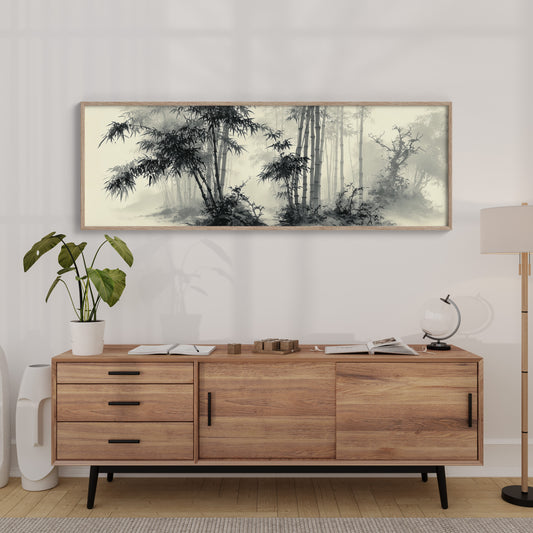 Misty Bamboo Grove Ink Landscape