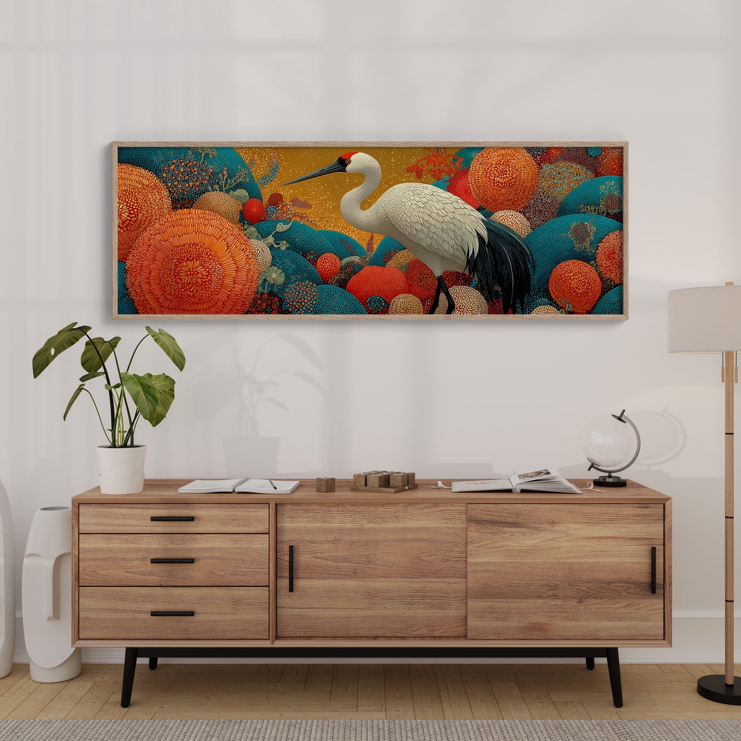 Crane Among the Coral Garden
