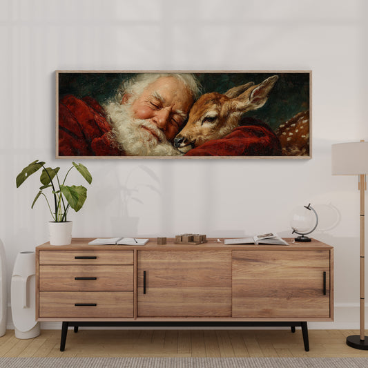 Santa’s Gentle Moment with a Fawn