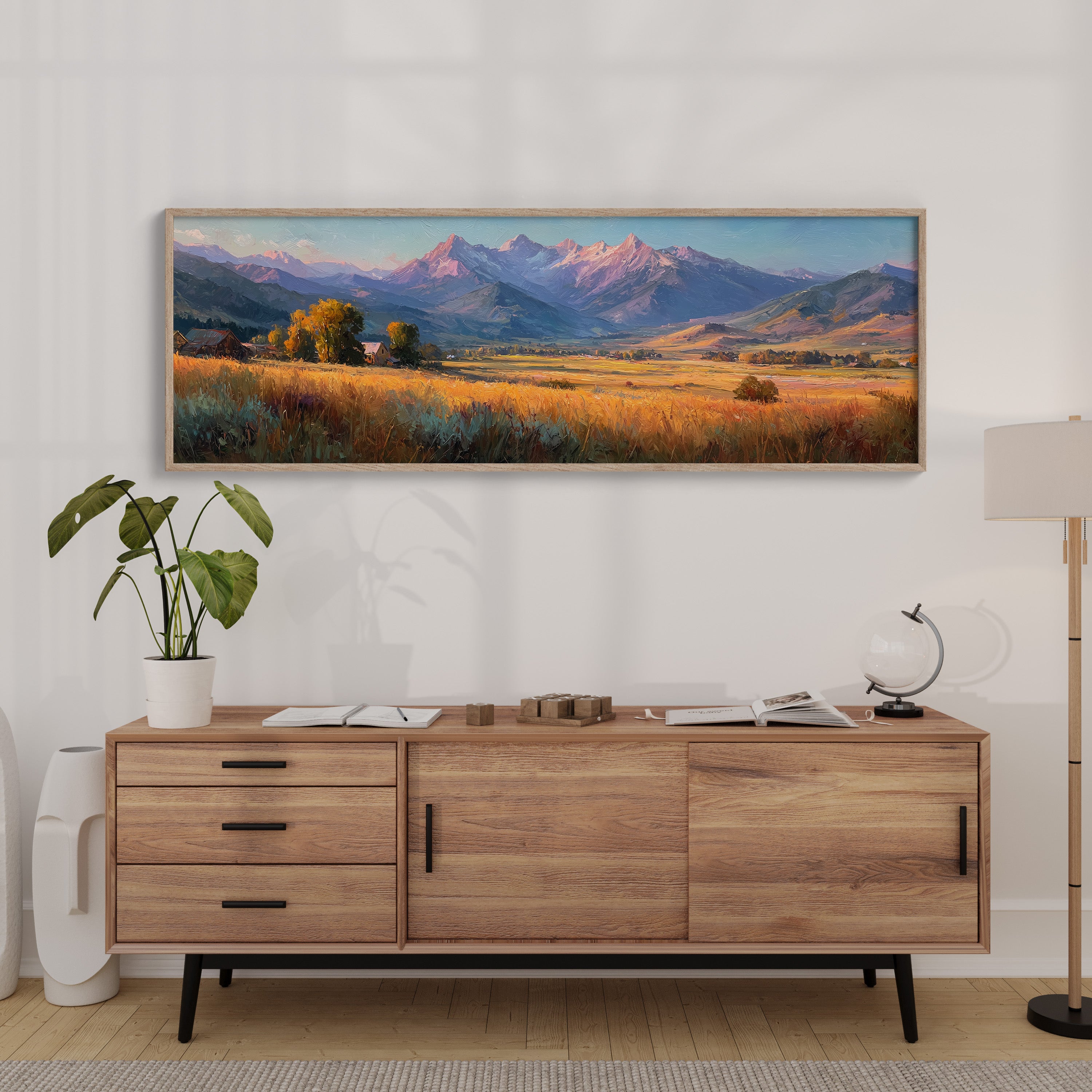 Golden Fields Beneath Mountain Peaks
