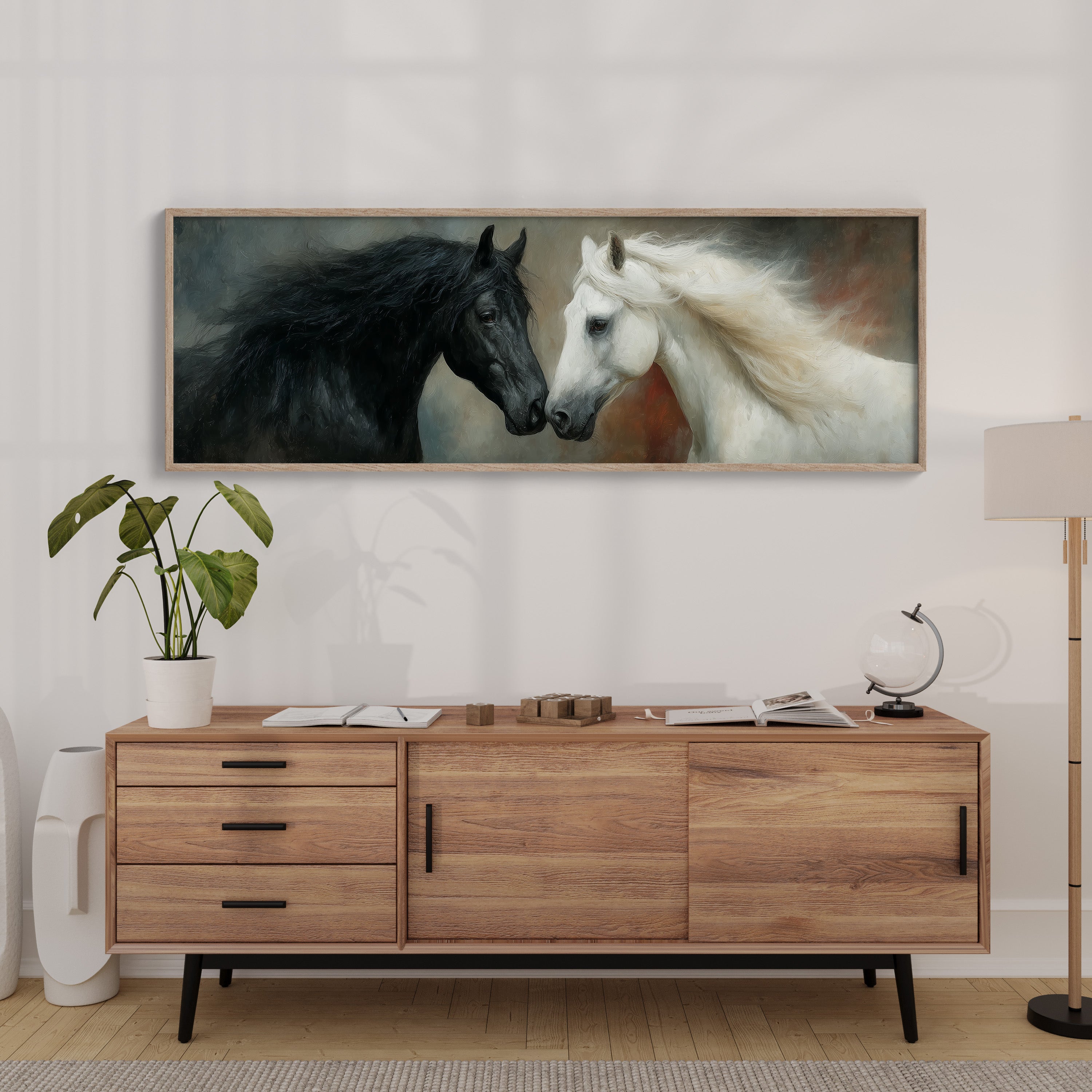 Black And White Horses In Quiet Harmony