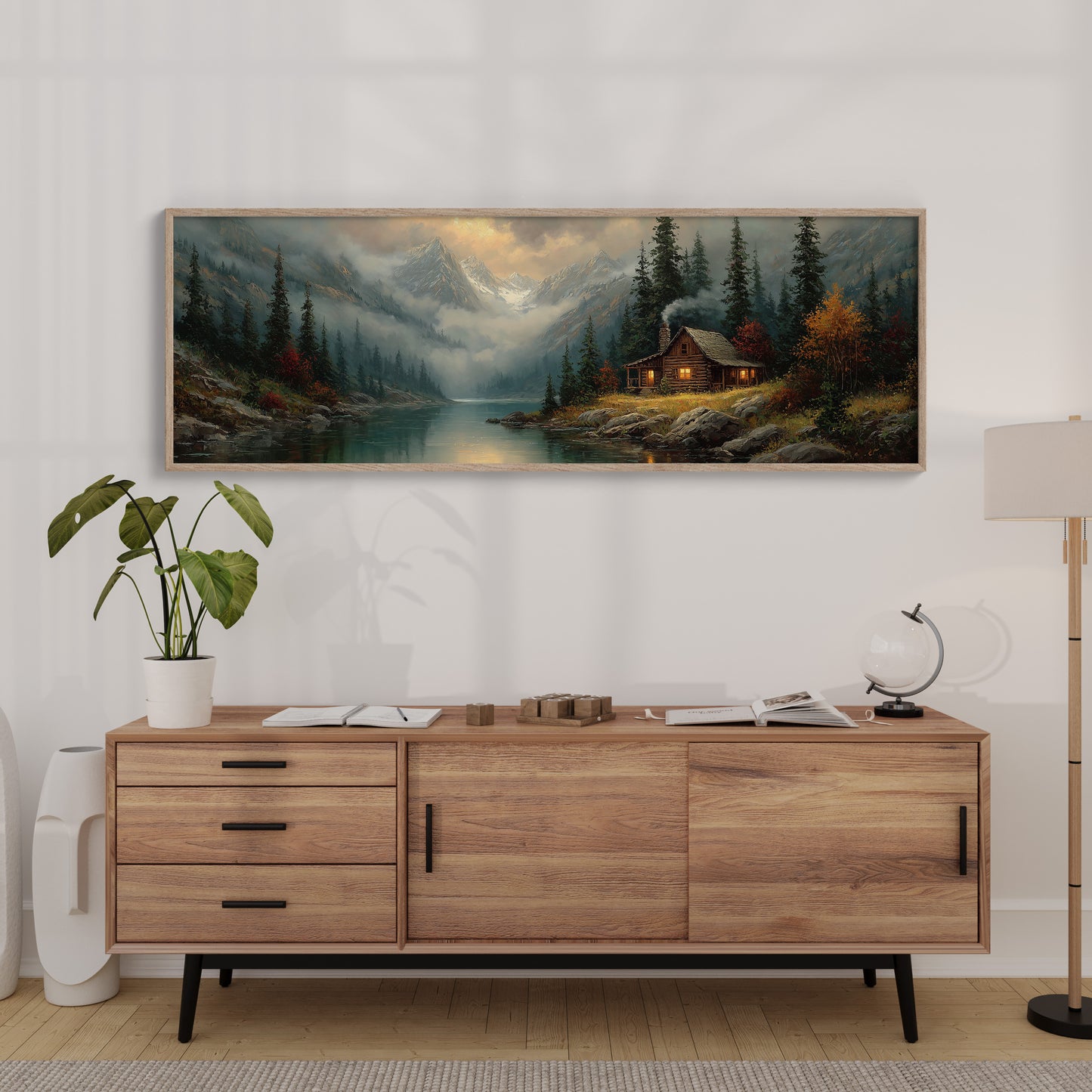 Cabin Glow In Misty Mountain Valley
