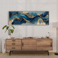 Blue And Gold Abstract Fluid Art