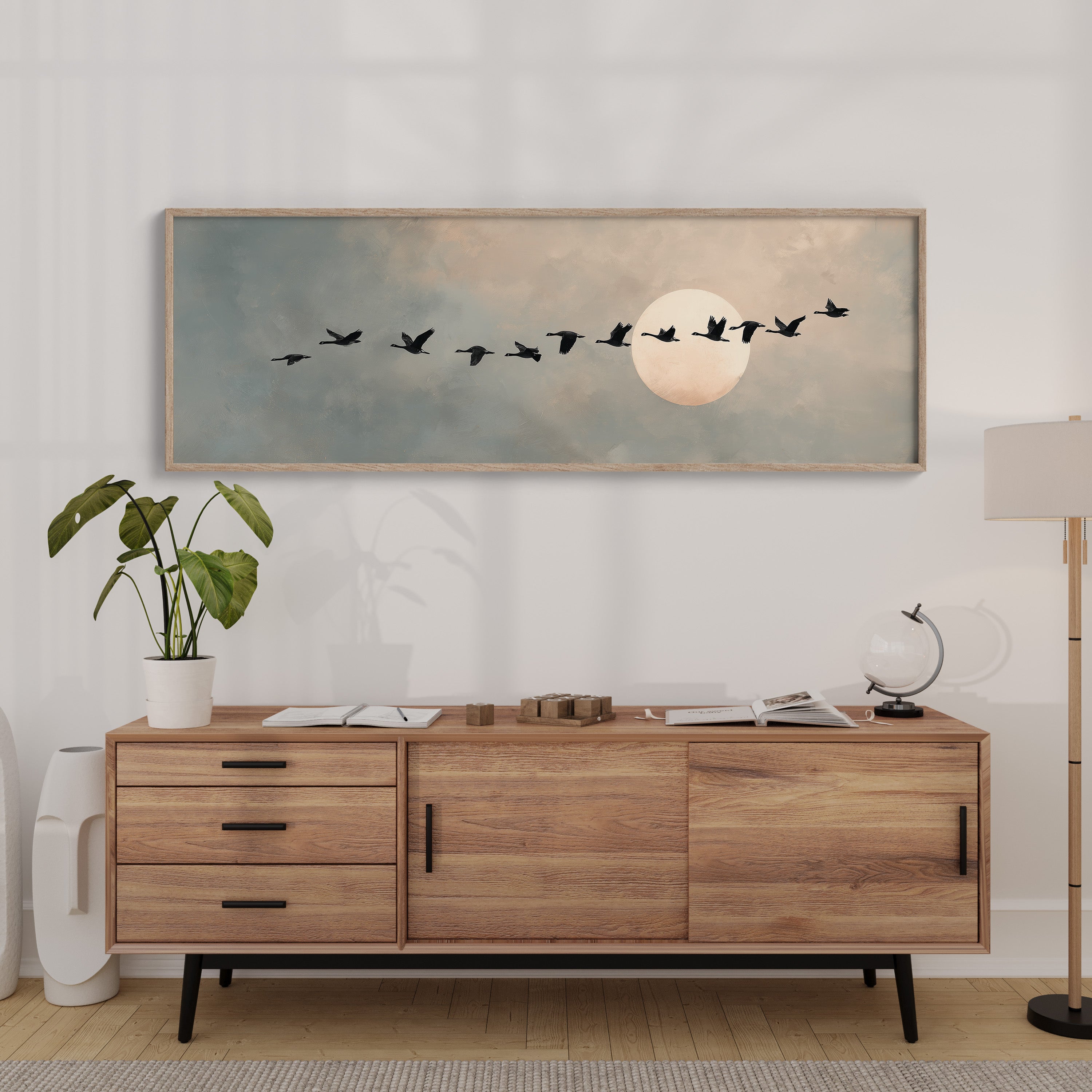 Wild Geese Crossing The Pale Moon