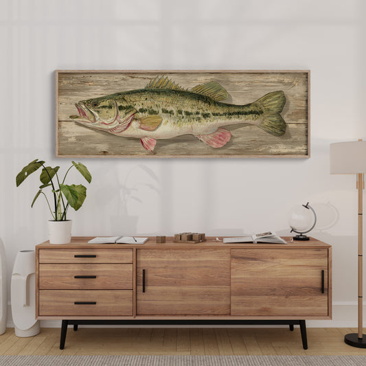 Largemouth Bass Over Rustic Wood