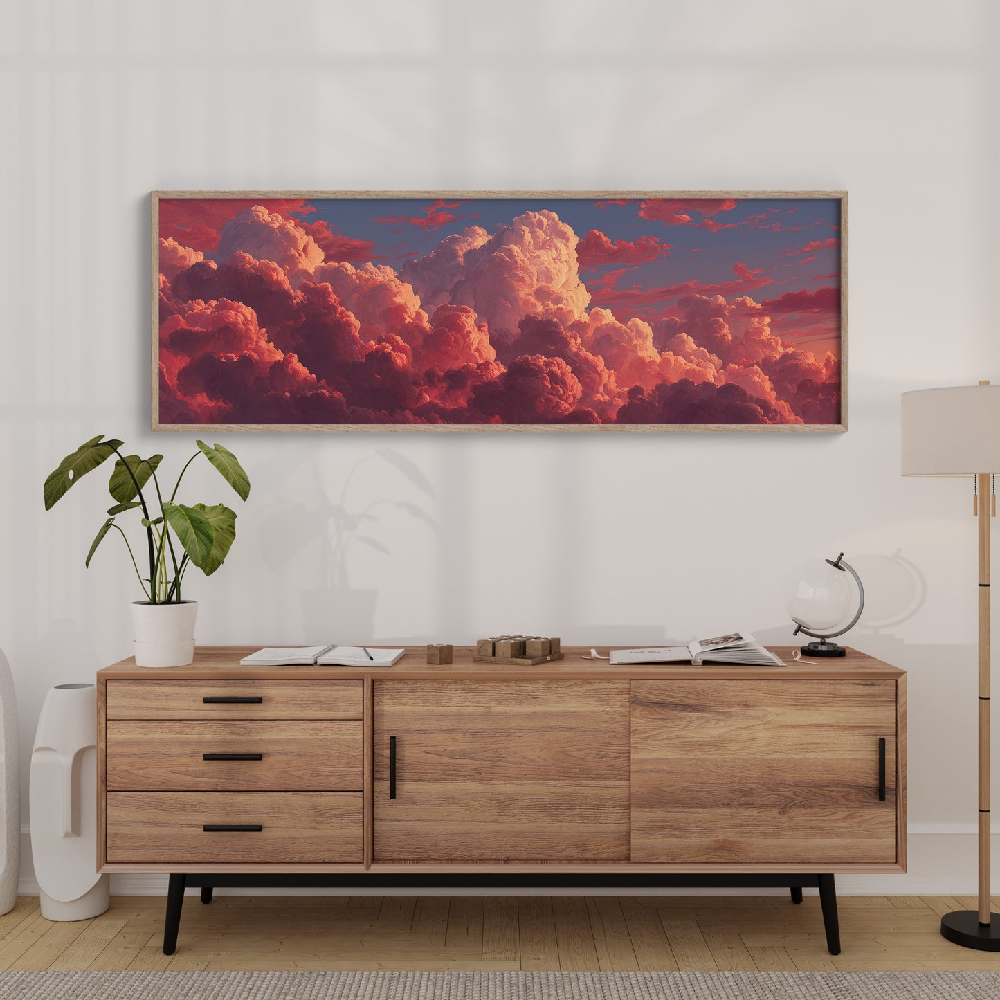 Crimson Clouds At Golden Sunset