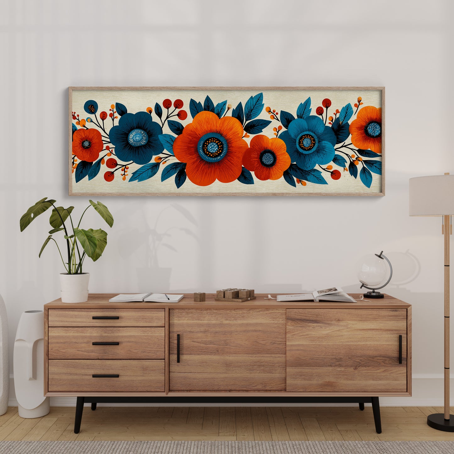 Bold Blooms in Autumn Blue