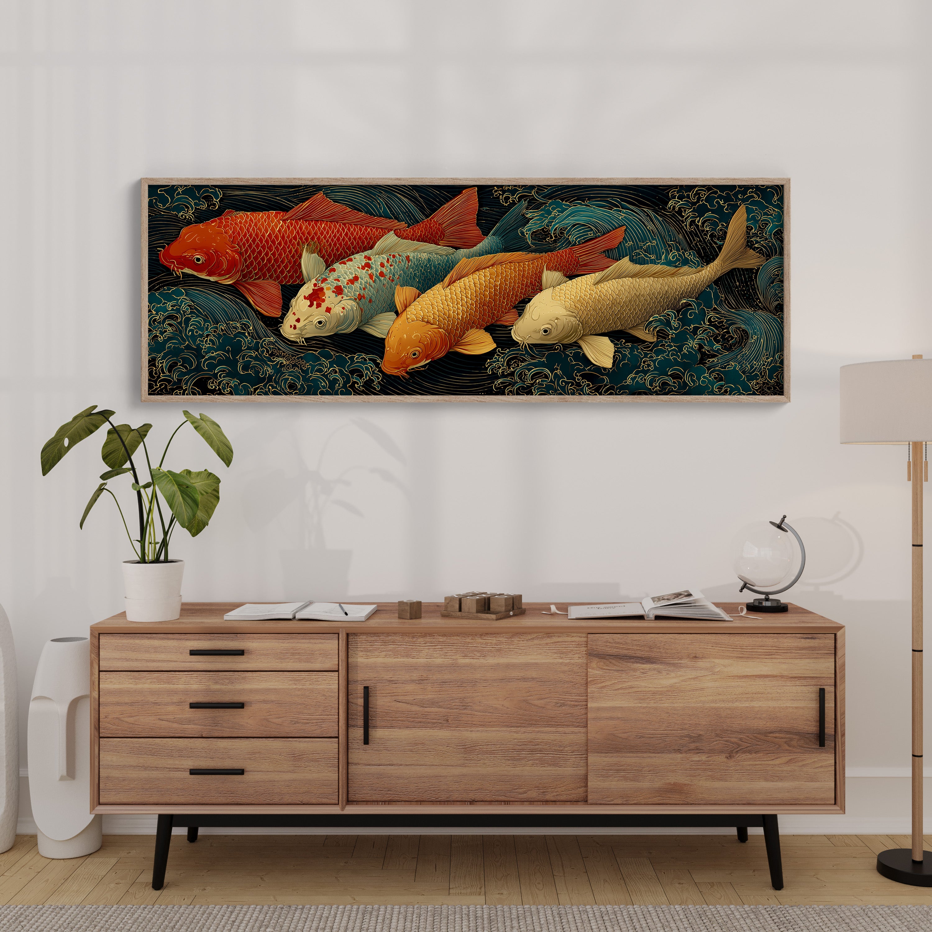 Koi Beneath the Midnight Waves