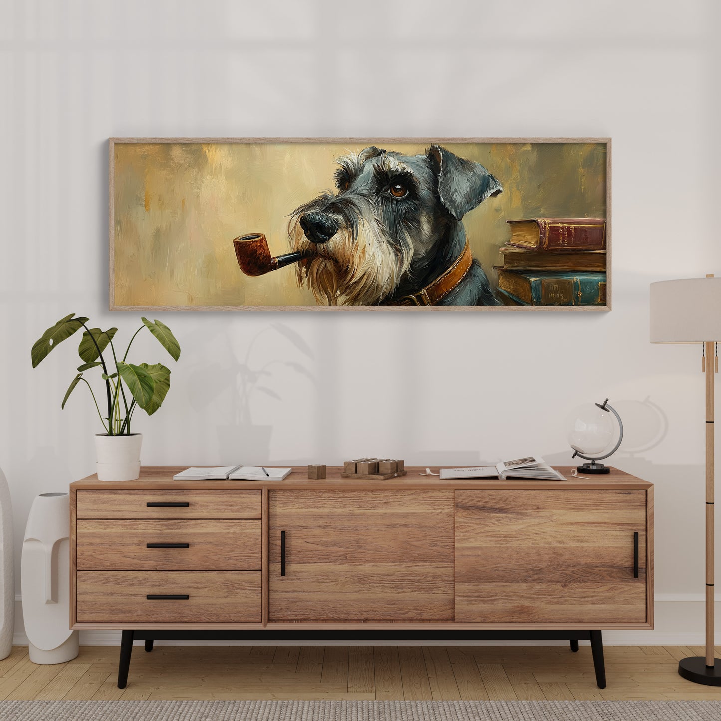 Scholarly Schnauzer With Pipe