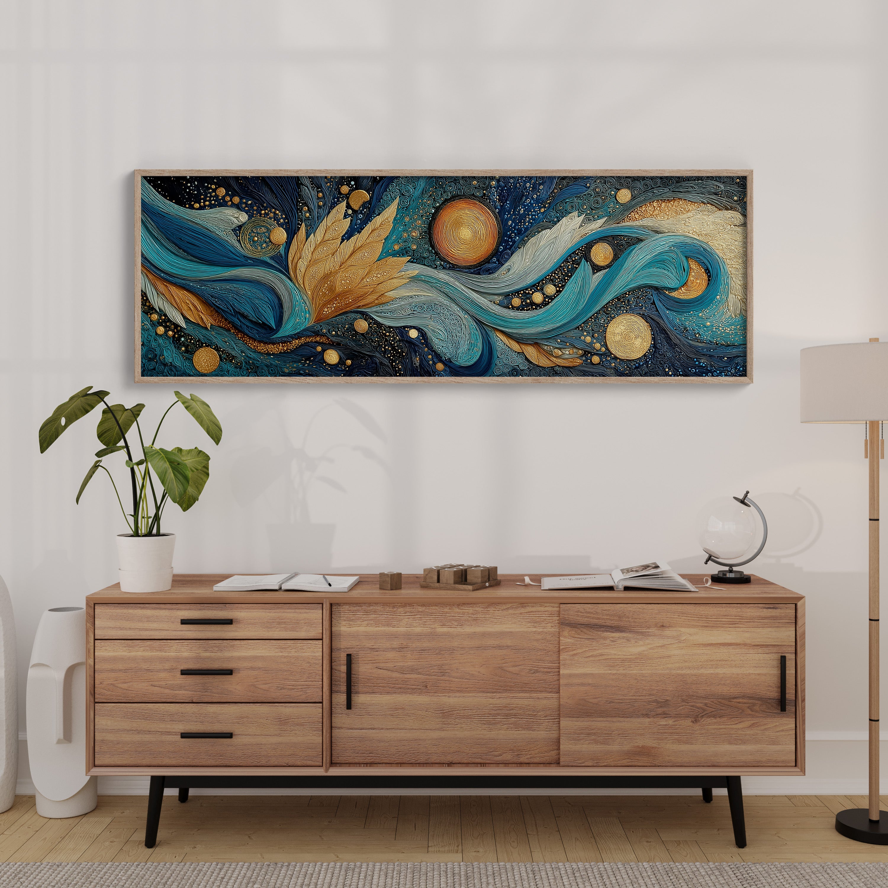 Celestial Currents In Gold And Blue