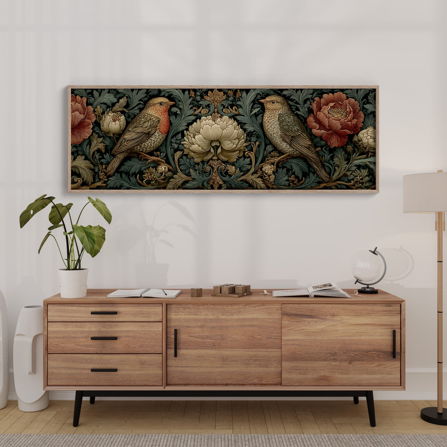 Songbirds Among Baroque Blooms