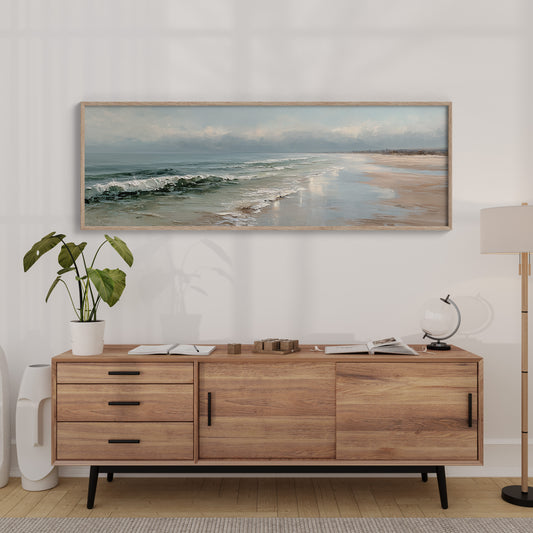 Soft Ocean Waves on a Serene Misty Shore