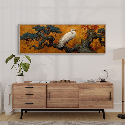 Heron Among Golden Pines