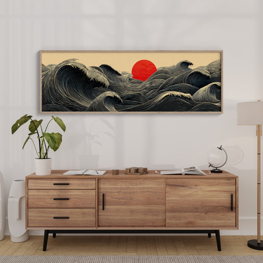 Waves Gather Before the Red Sun