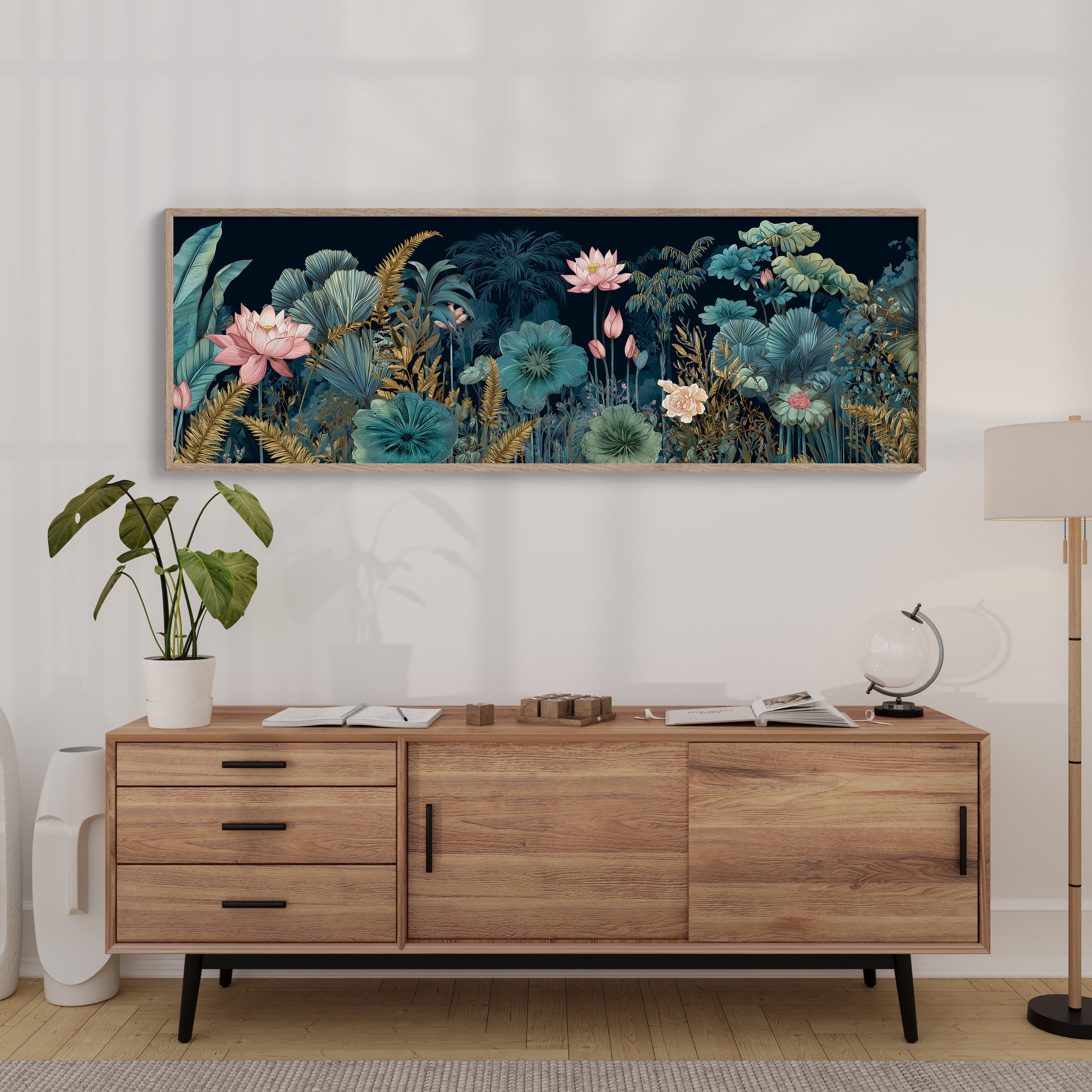Lotus Garden Under Midnight Blue