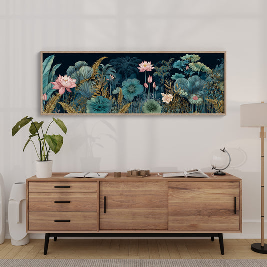 Lotus Garden Under Midnight Blue