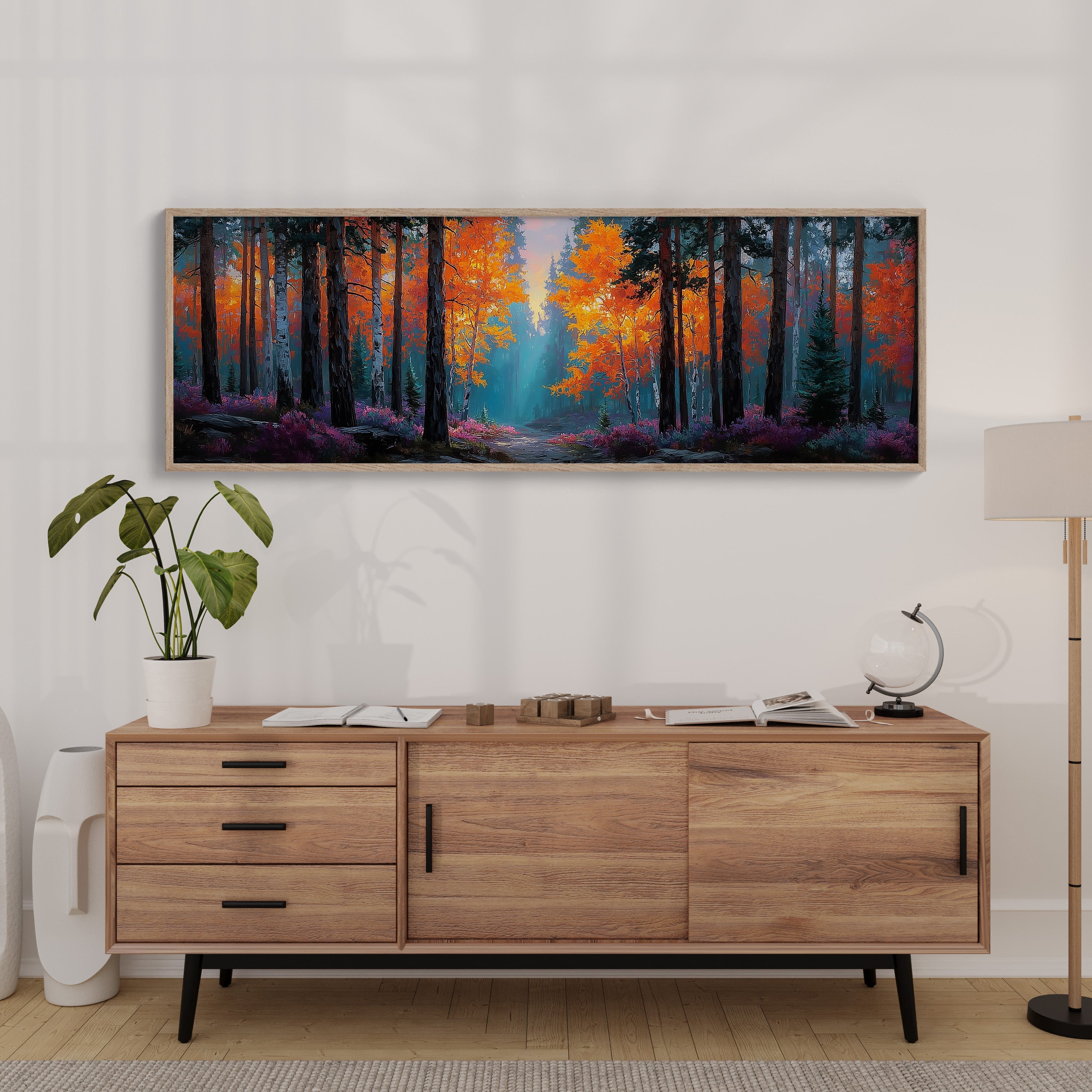 Firelight Through the Autumn Pines