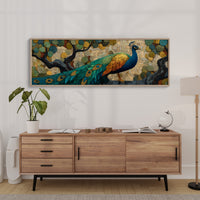 Peacock Among Painted Leaves