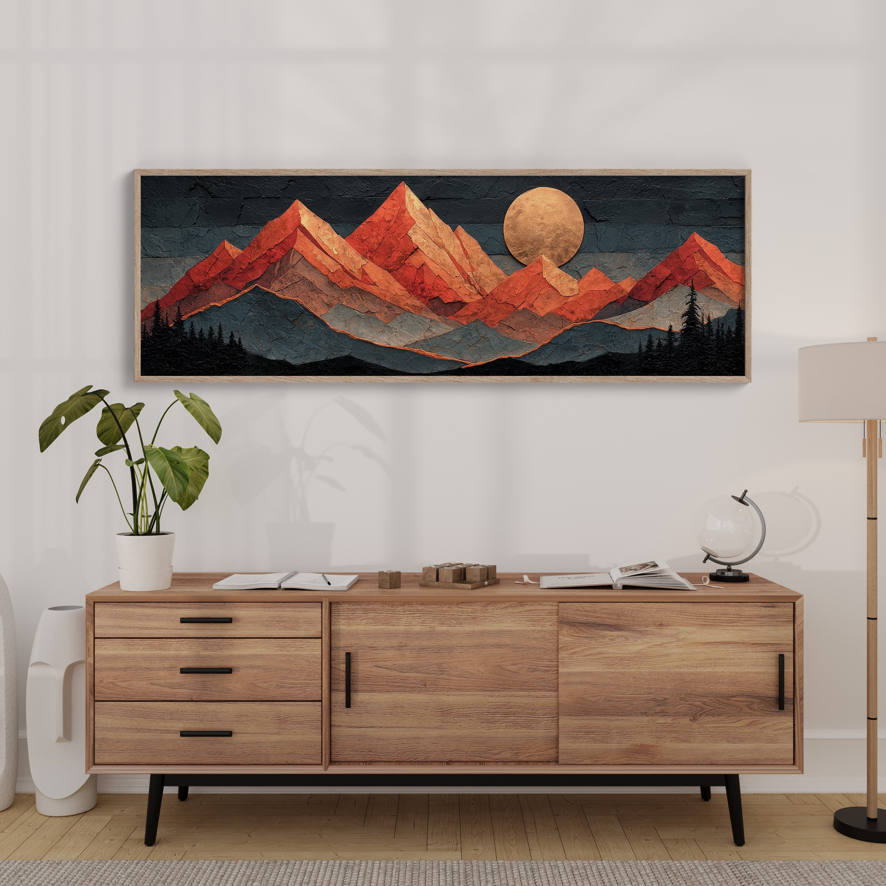 Copper Moonrise Over Ember Peaks