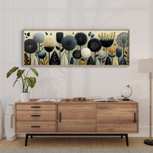 Midnight Meadow of Golden Blooms