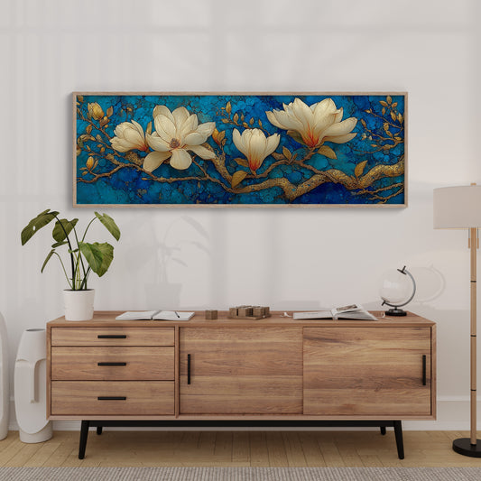 Golden Magnolia on Blue Marble