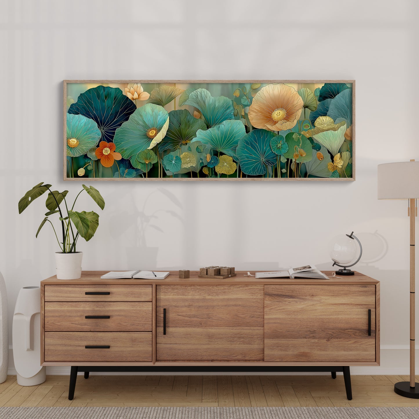 Blooming Waves of Teal and Amber