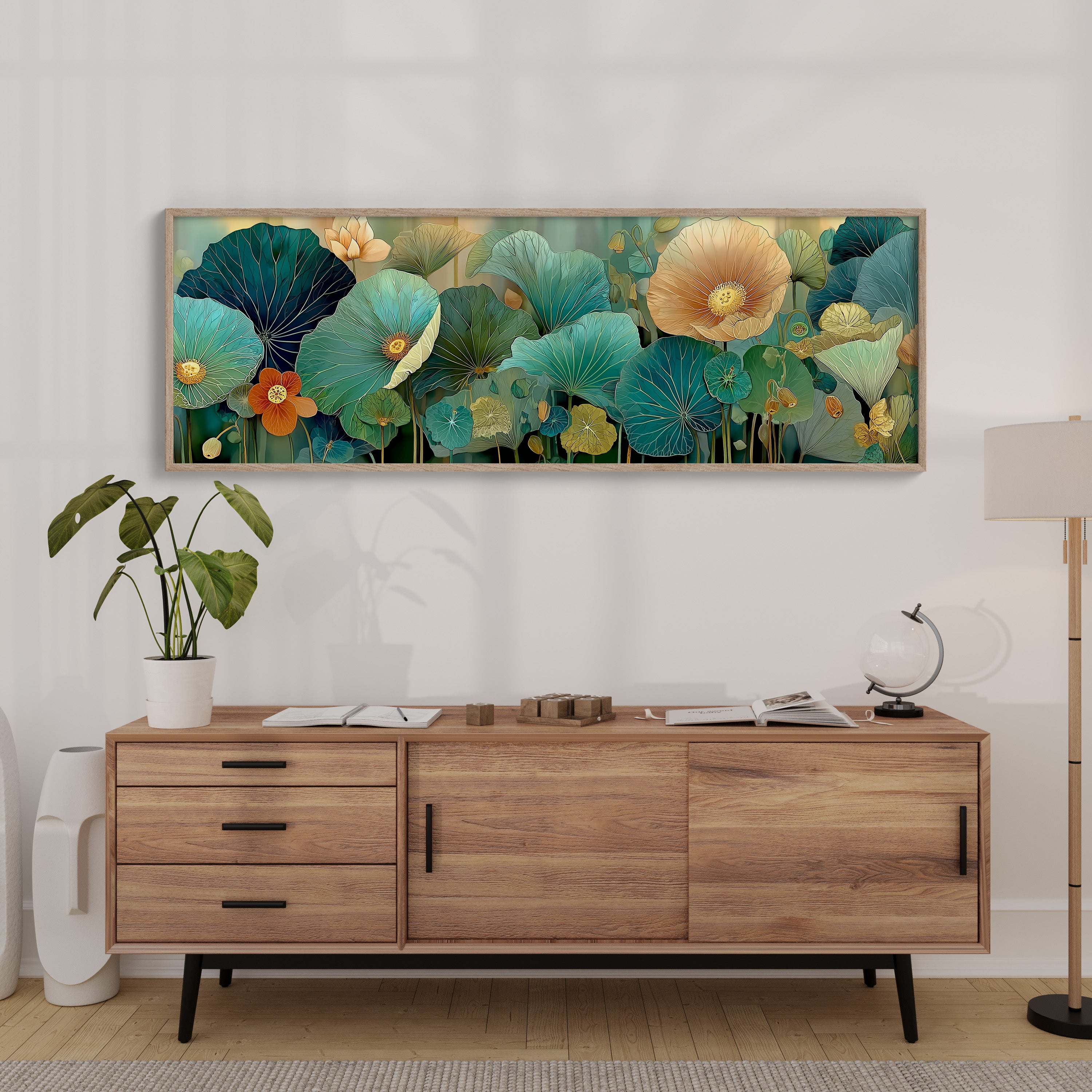Blooming Waves of Teal and Amber