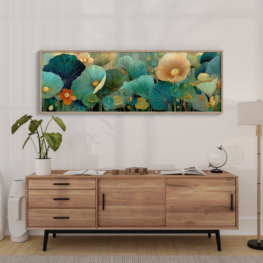 Blooming Waves of Teal and Amber