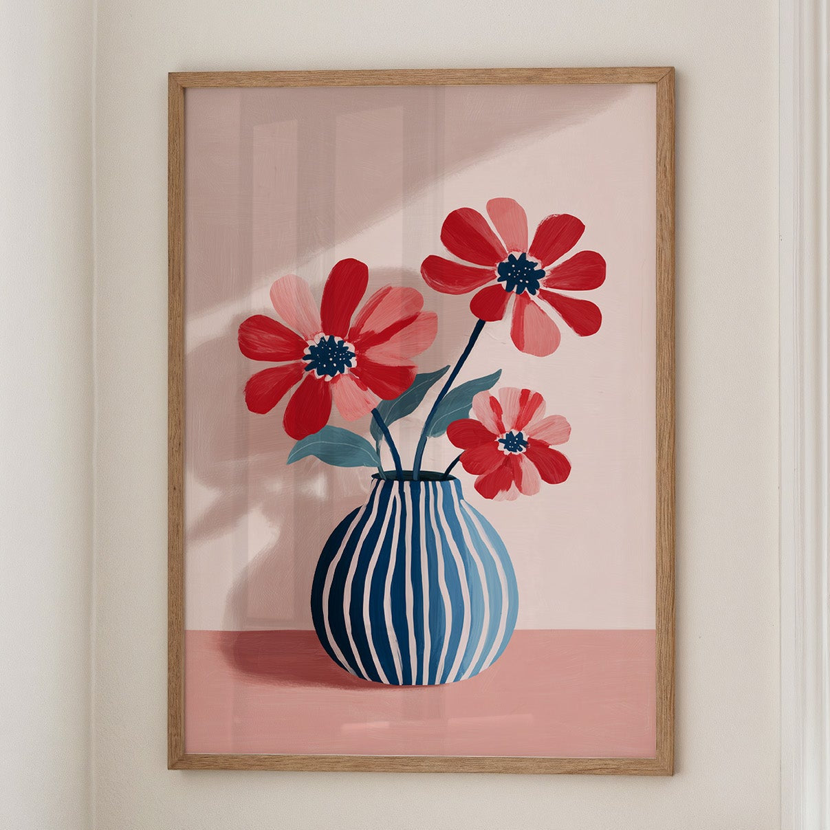 Petals in a Striped Vase