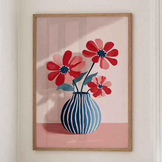 Petals in a Striped Vase
