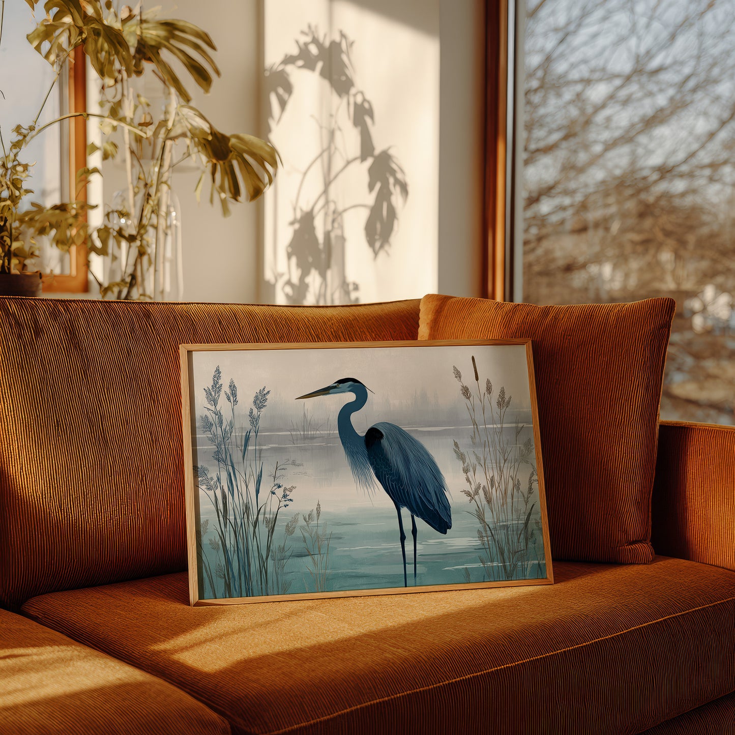 Blue Heron in Quiet Marsh