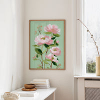 Blush Blooms on Mint