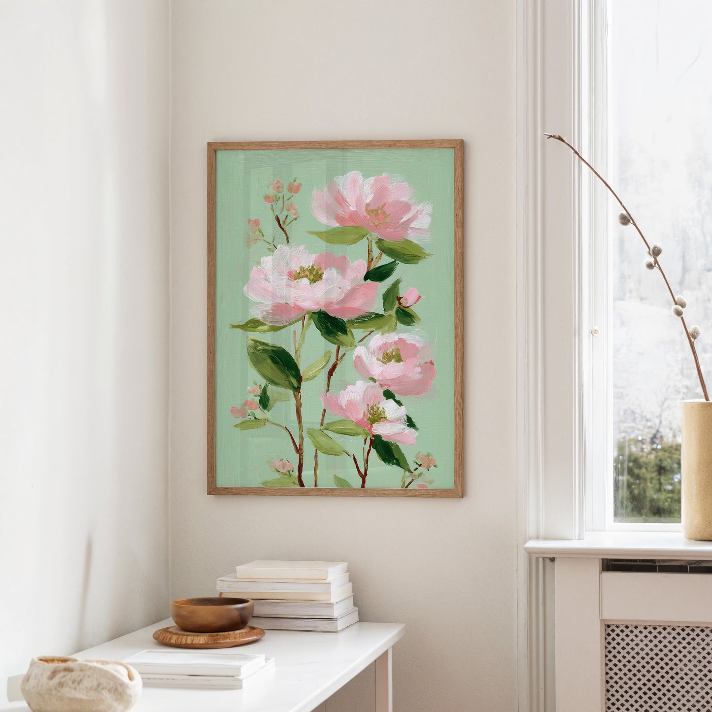 Blush Blooms on Mint
