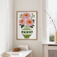 Blush Blooms In Olive Vase