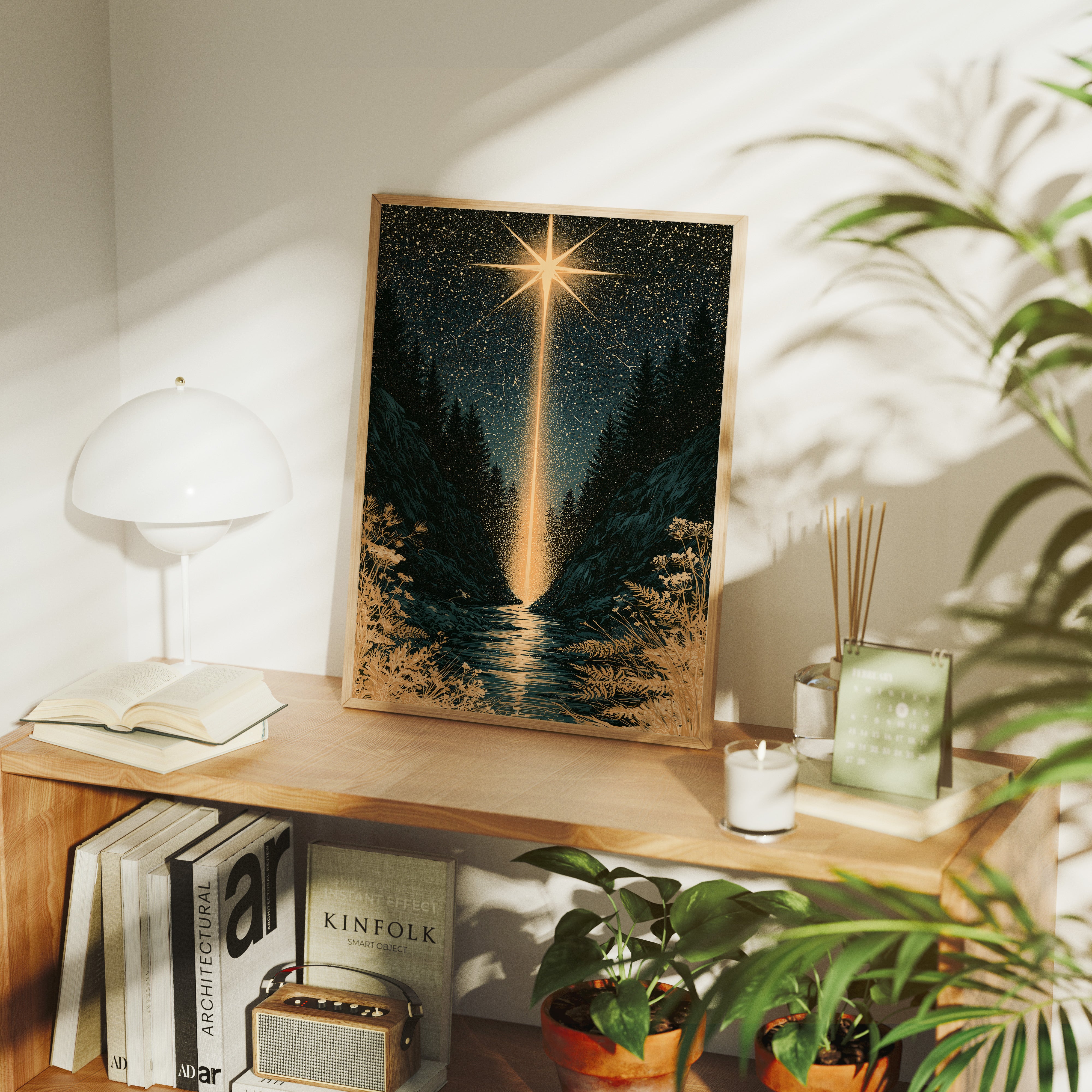 Guiding Star Over Forest Stream