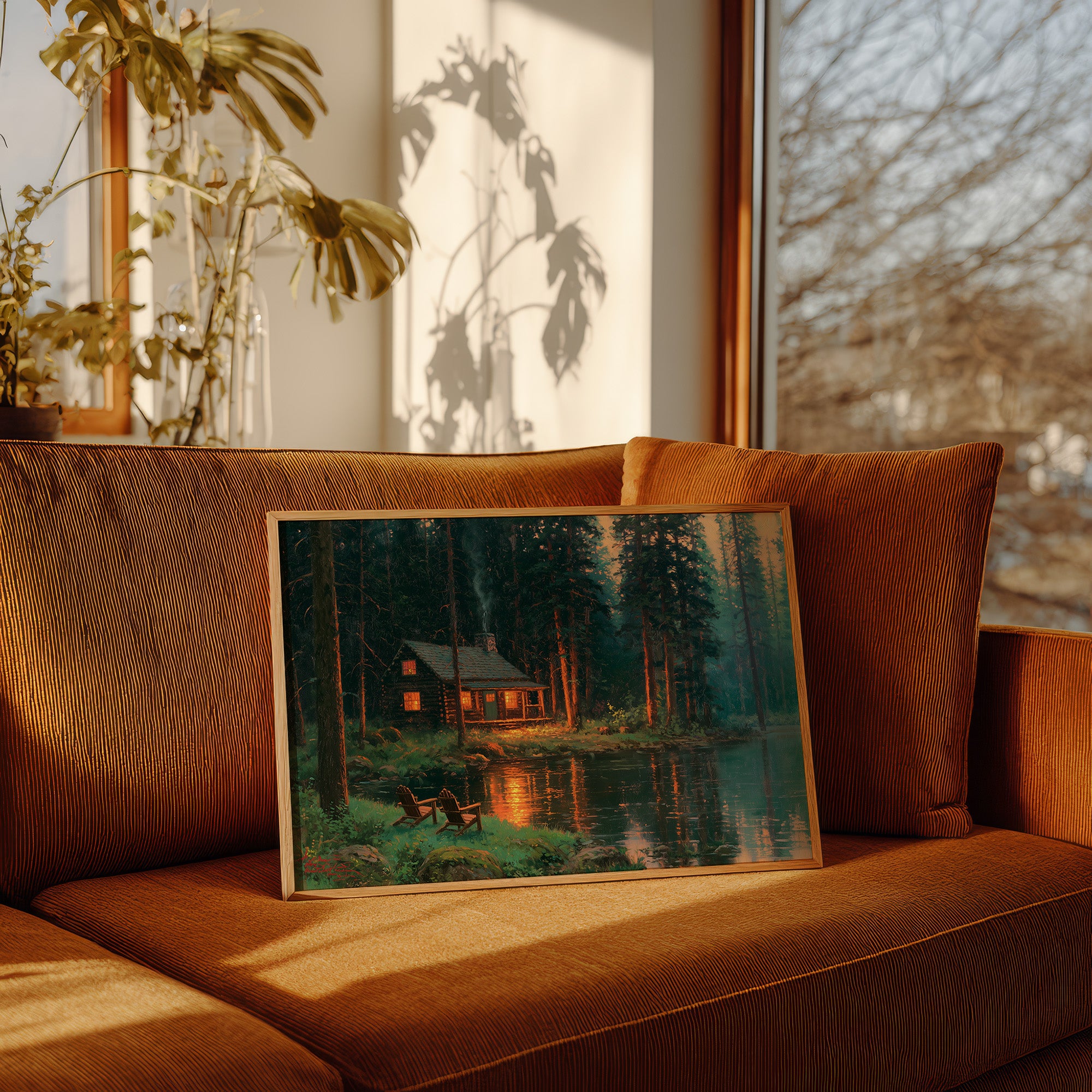 Cabin Glow, Two Empty Chairs