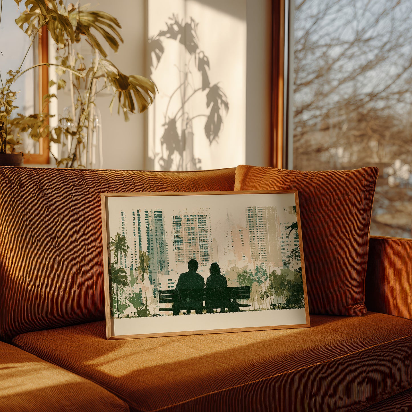 Park Bench, City Backdrop