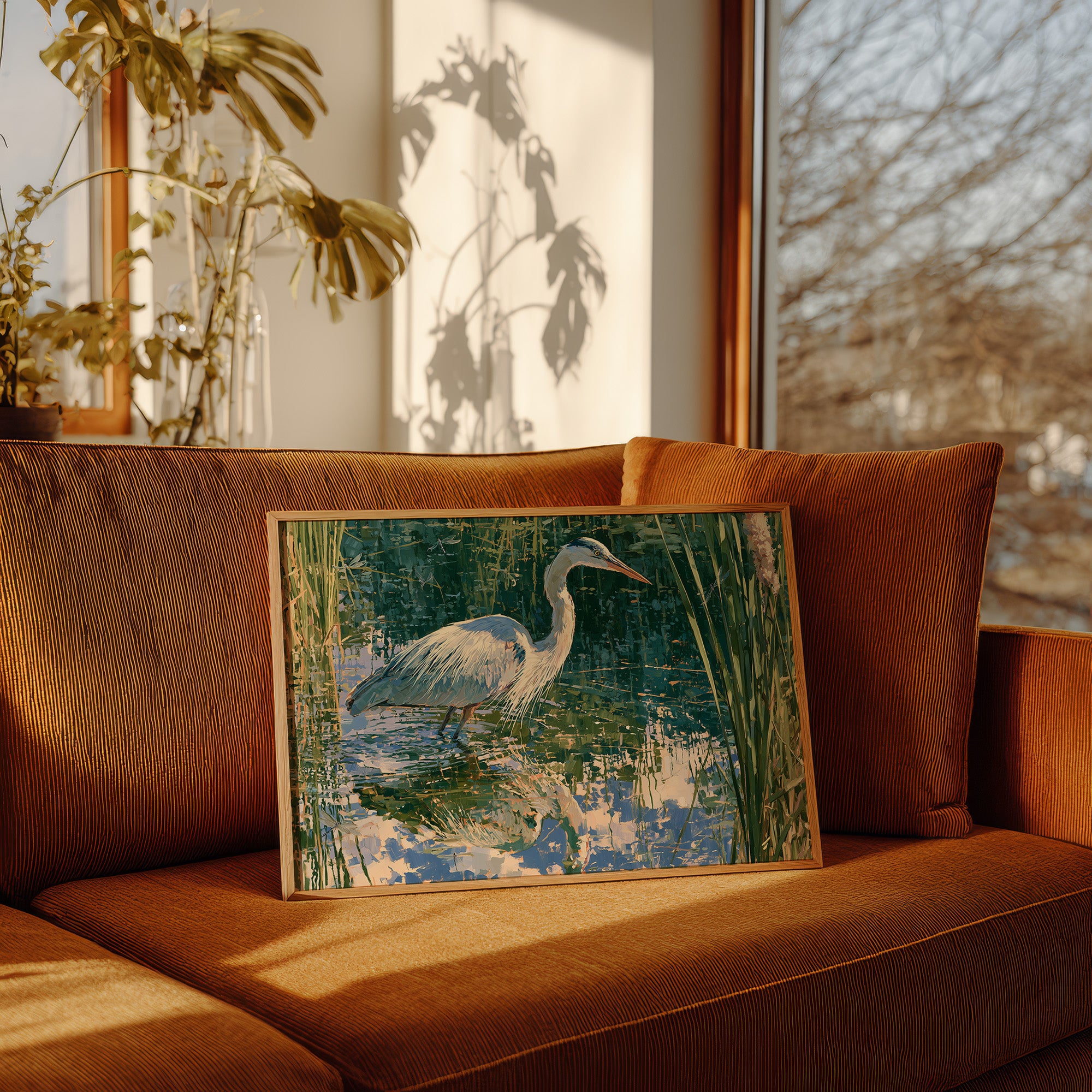 Heron, Marsh Reeds