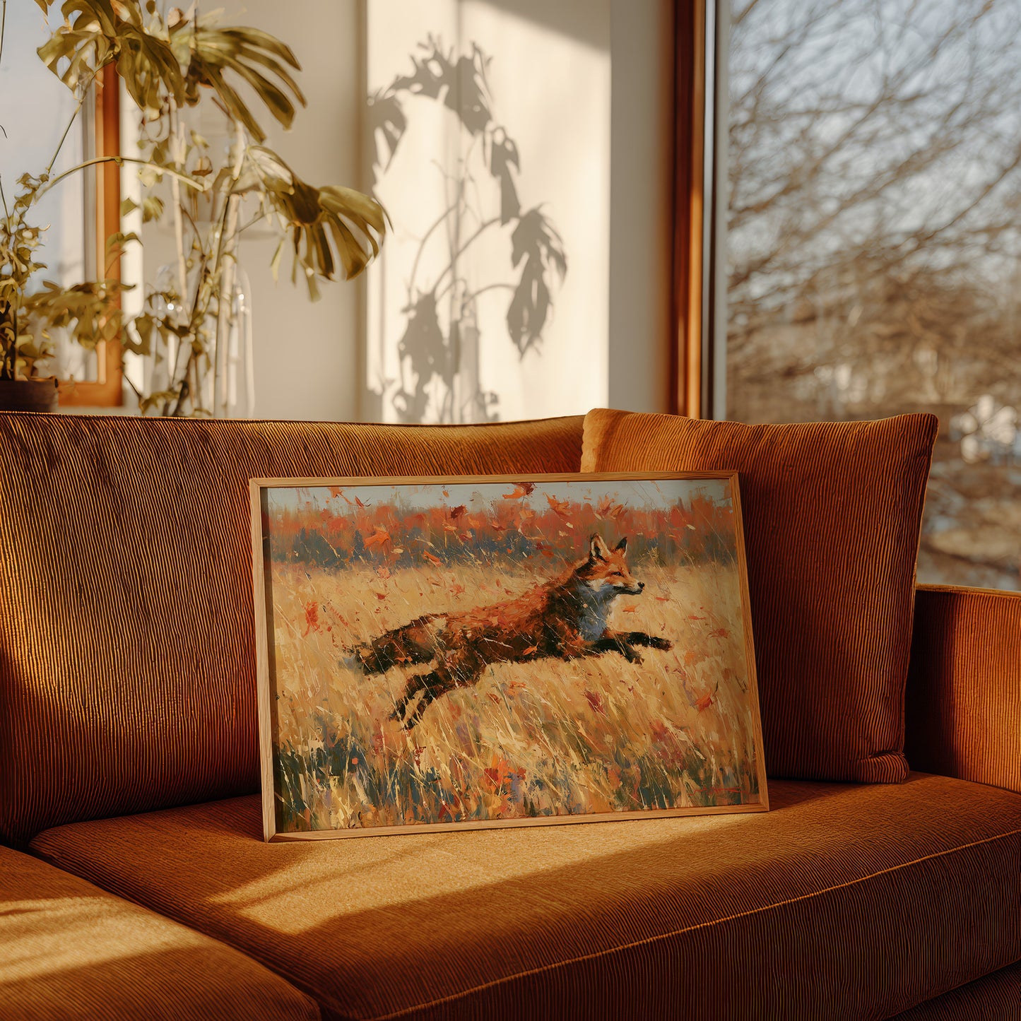 Fox, Leaping Through Gold