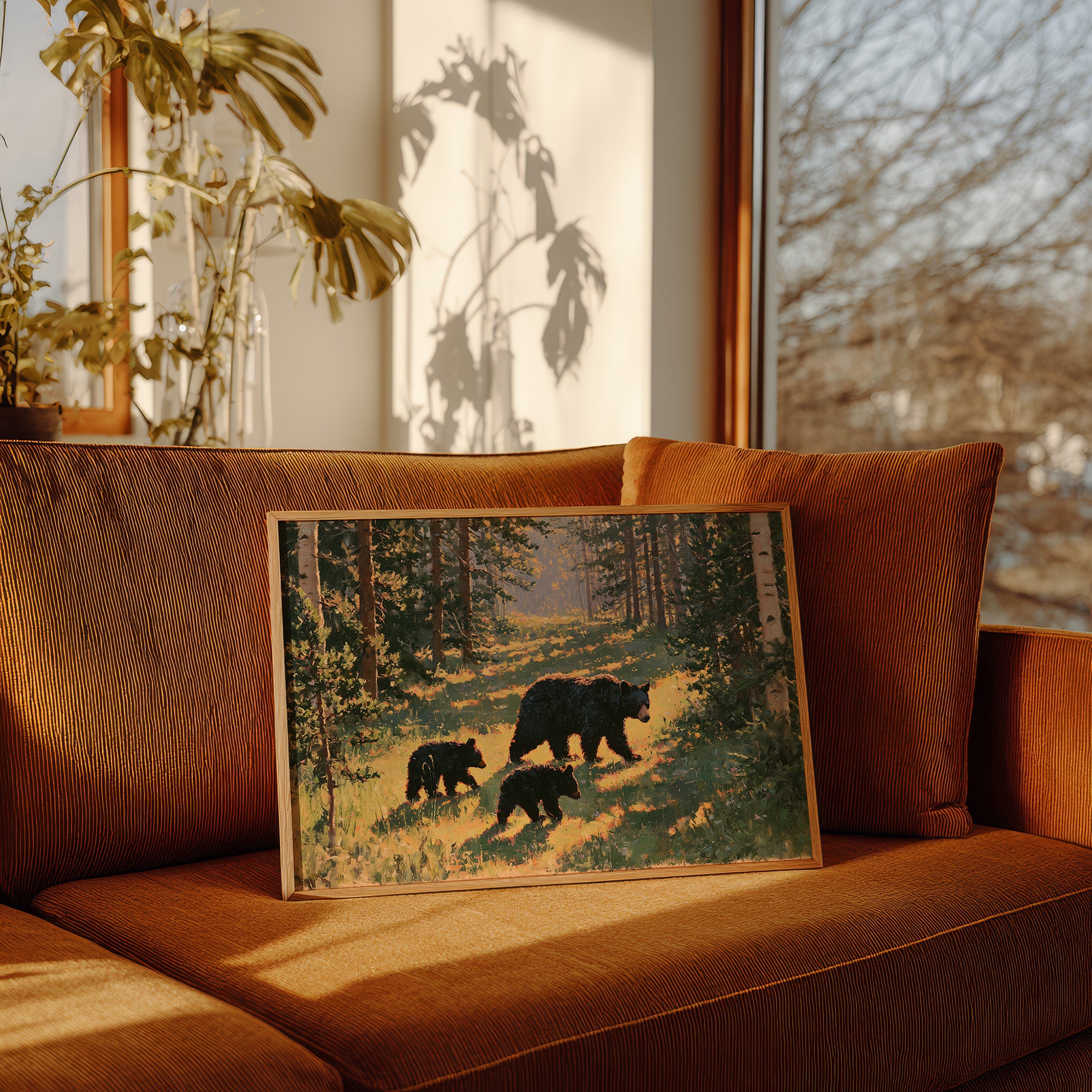 Black Bear Family, Dappled Trail