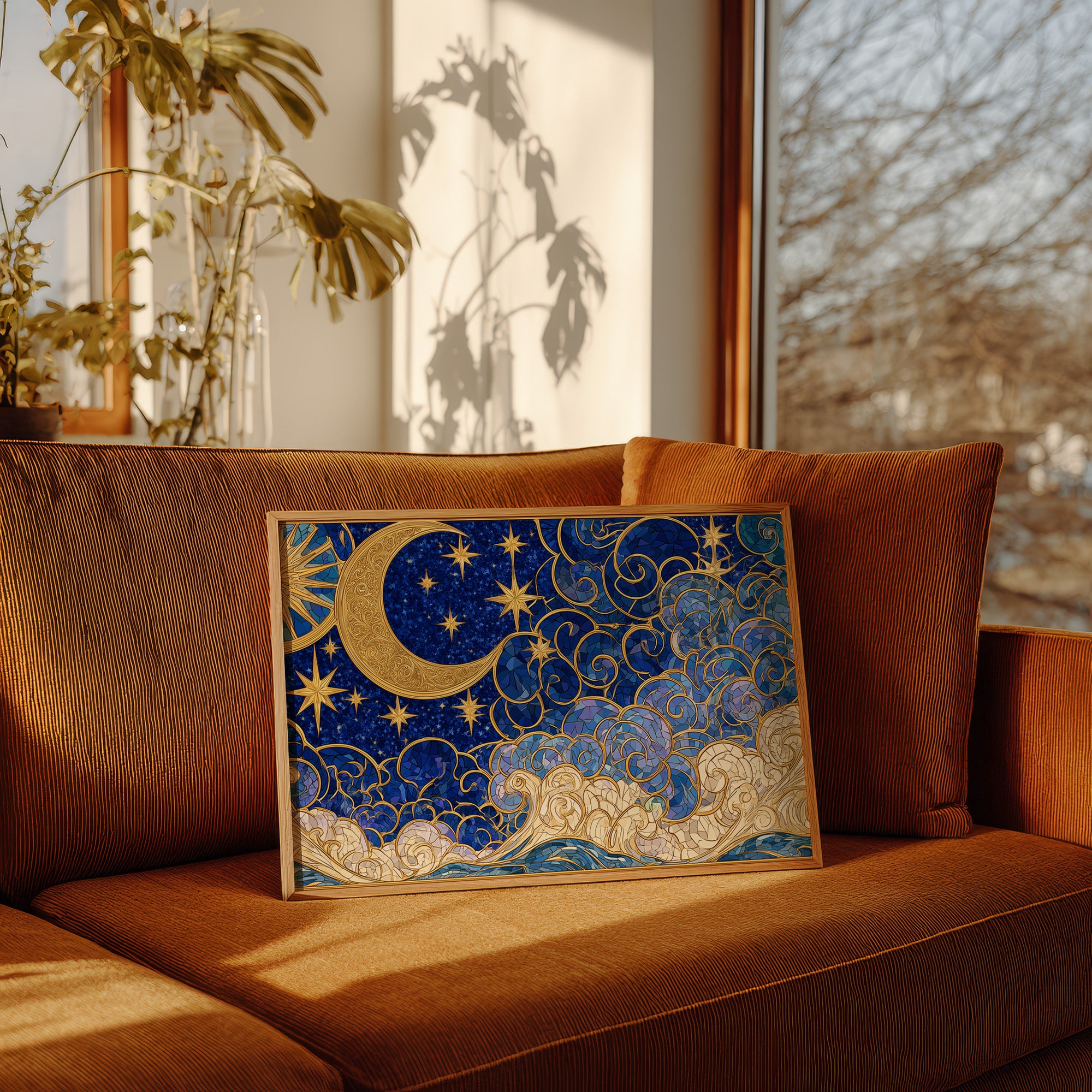 Moon and Stars, Gilded Glass