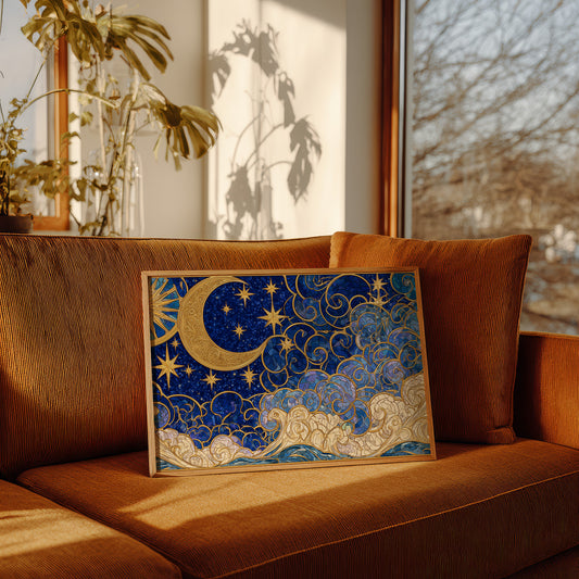 Moon and Stars, Gilded Glass