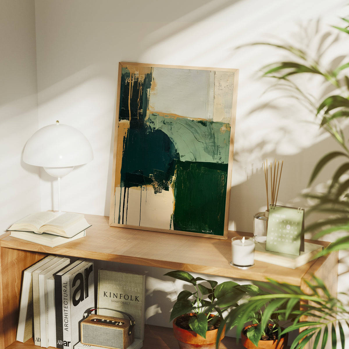 Forest Green Abstract Drip Study