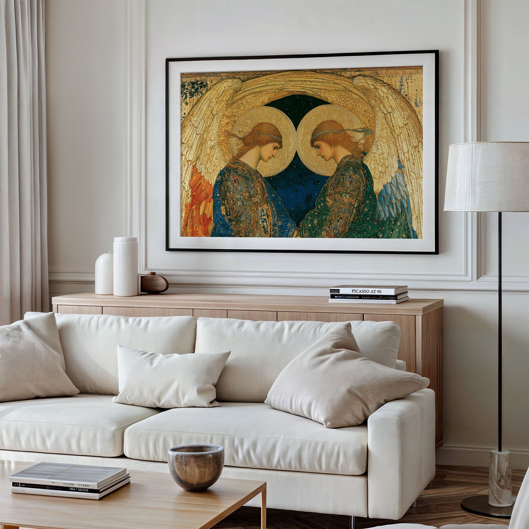 Twin Angels Beneath Golden Wings