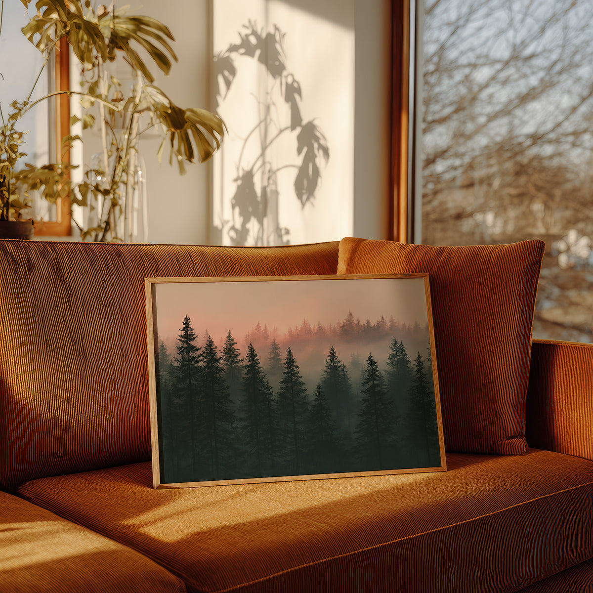 Pines Fading Into Fog