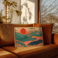 Retro Sunrise Over Ridgelines